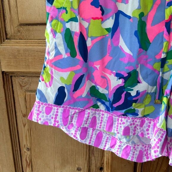 Lilly Pulitzer XXS Shorts‎ Blue Pink Green Floral Pockets Drawstring - Picture 3 of 11